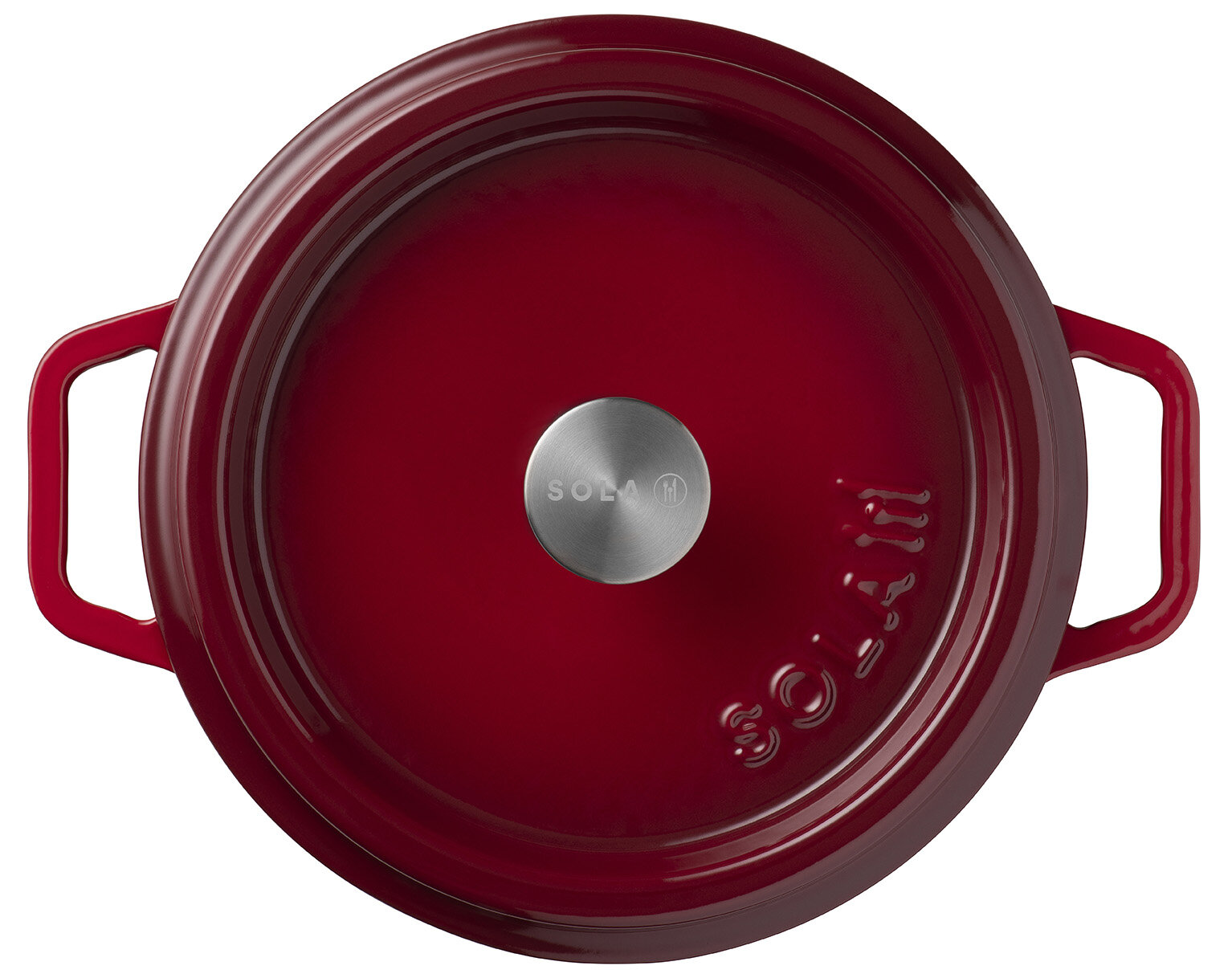 Braadpan 28 cm gietijzer rood Sola