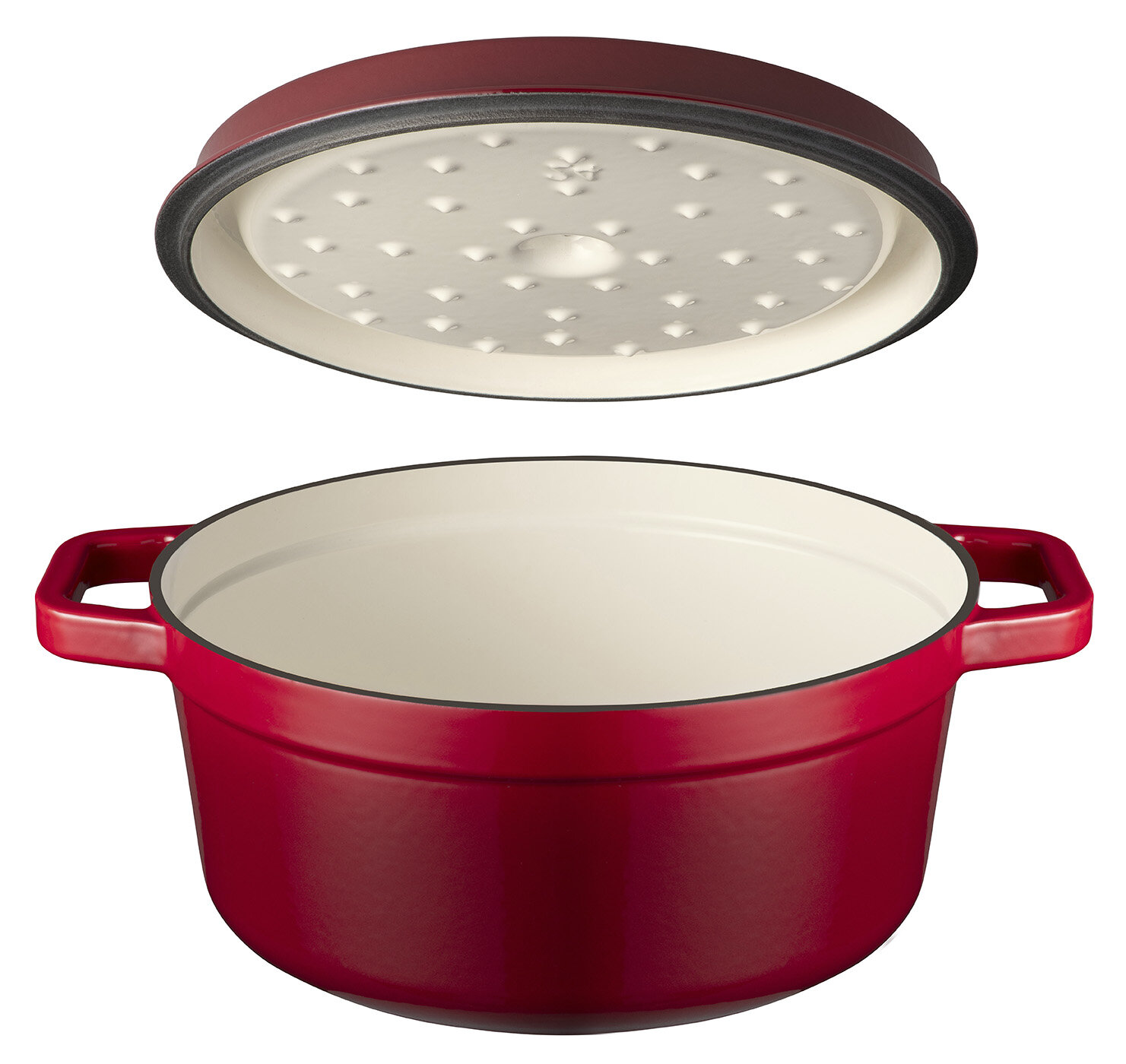 Braadpan 28 cm gietijzer rood Sola