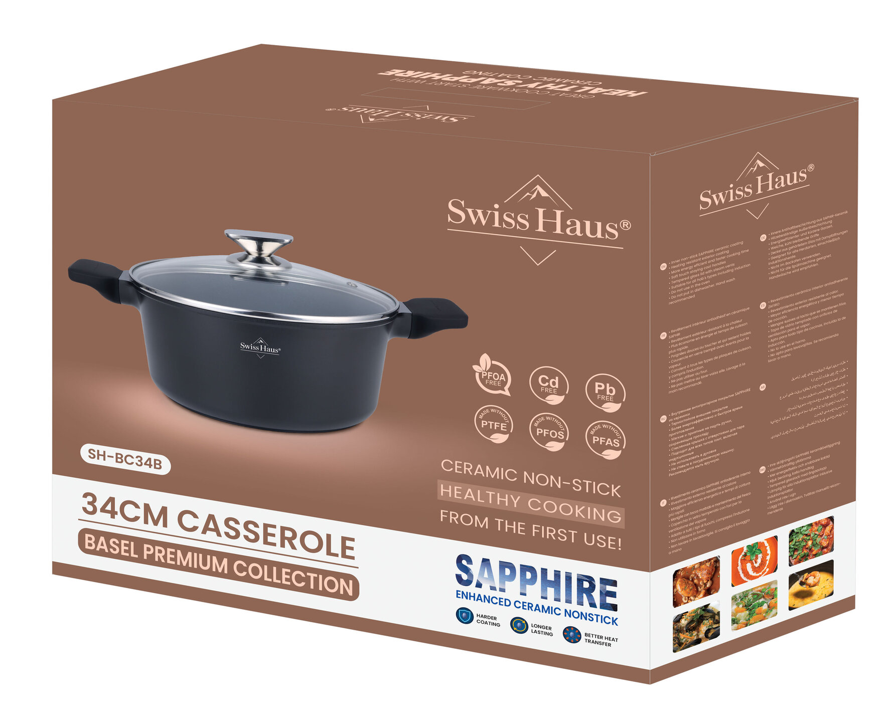 Braadpan 34 cm marmeren coating 10  liter