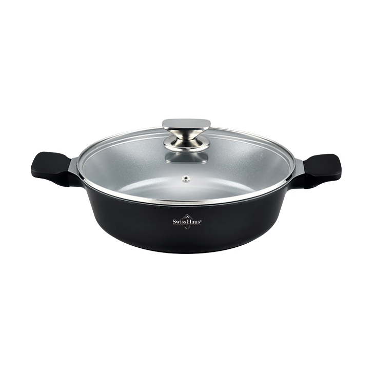 Braadpan laag 34 cm marmeren coating