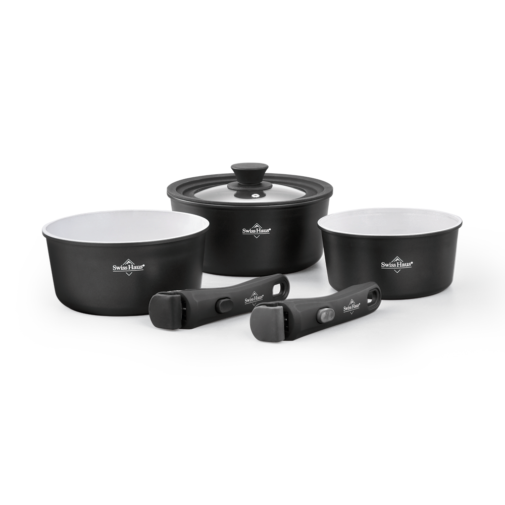 Sauspannen set 16-18-20cm keramische coating zwart