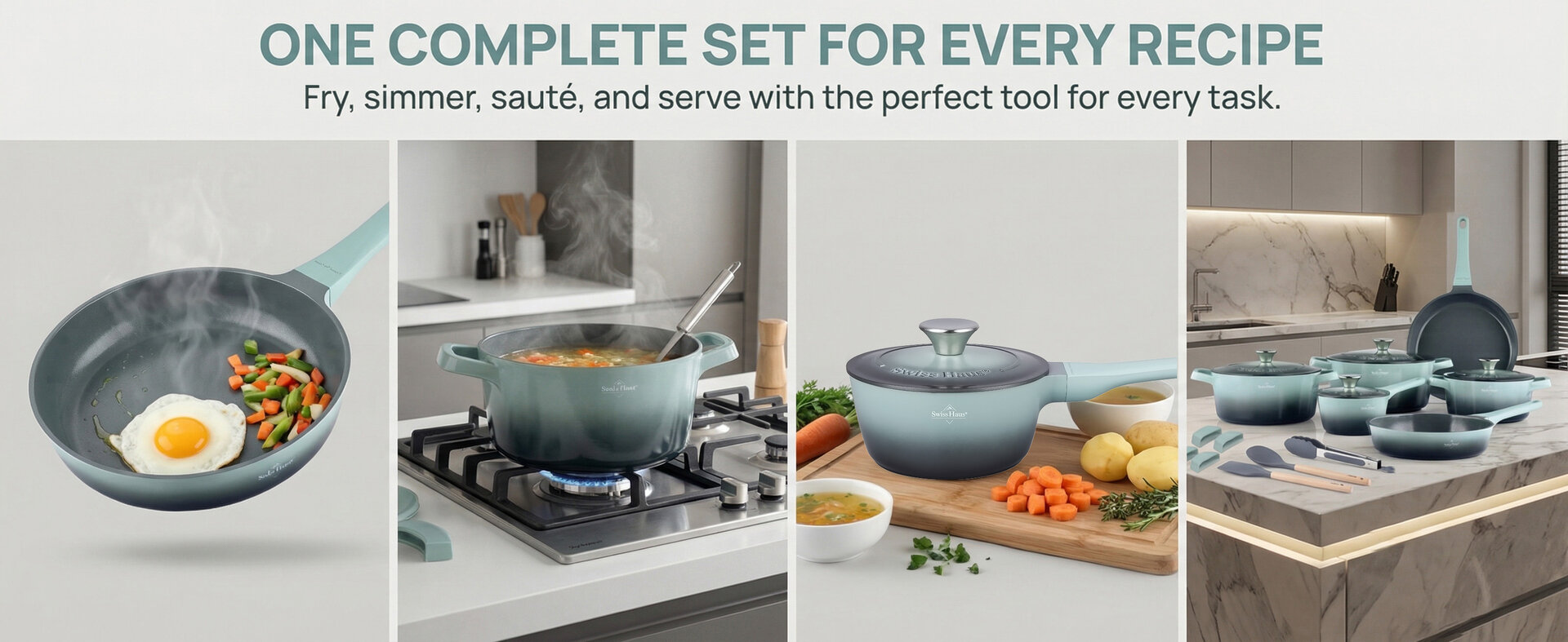 Pannenset keramische coating 17-delig Creuset Olive Green