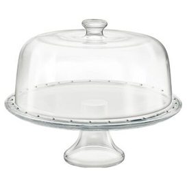 Taartschotel 31 cm op voet met deksel glas&nbsp;