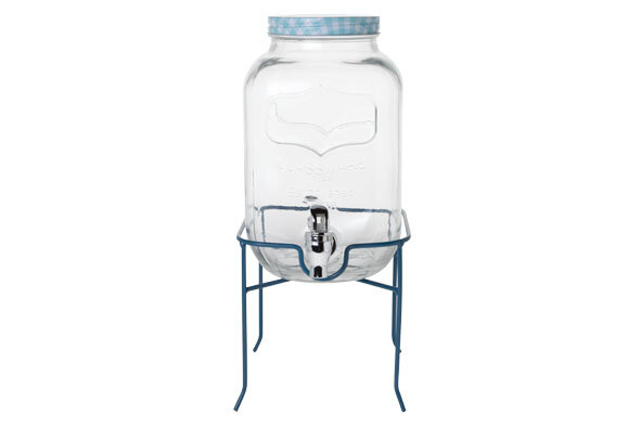 Sap dispenser op voet met kraantje 4,5 liter blauw