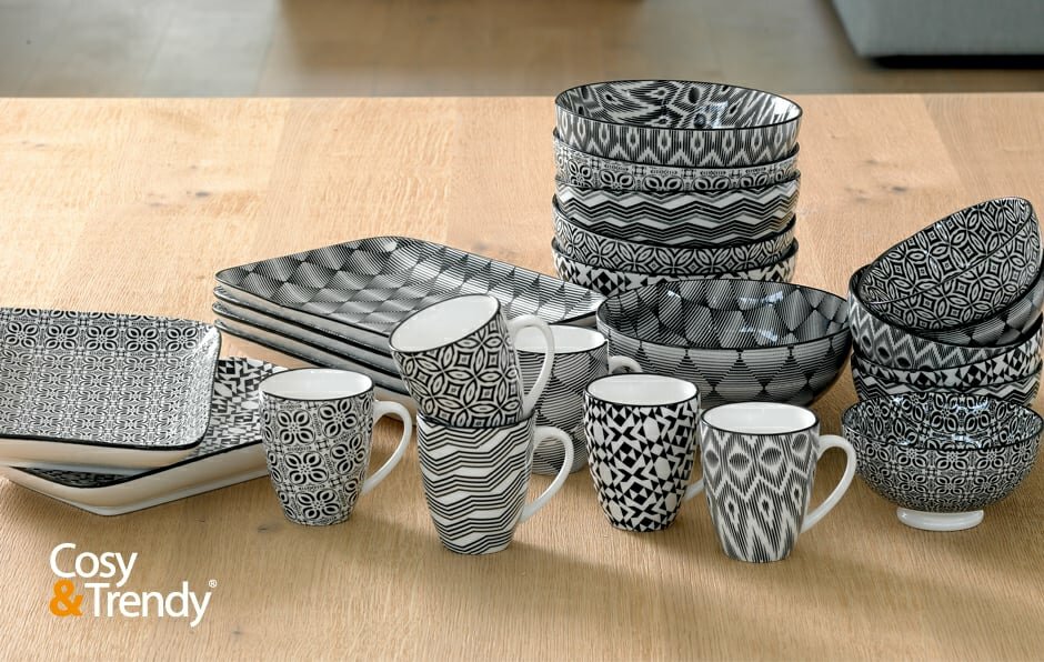 Koffie kopje zonder oor zwart en wit 19cl Nikko