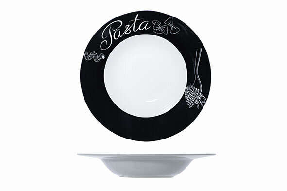 Pastabord zwart met print 27,5cm