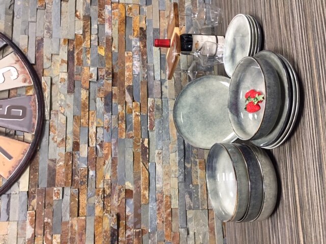 Serviesset 12-delig Meridian grijs groen blauw