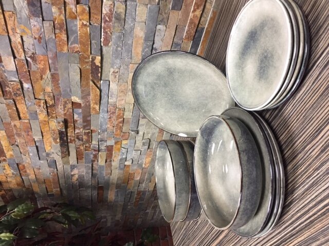 Serviesset 12-delig Meridian grijs groen blauw