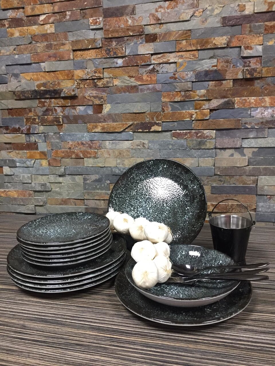 Serviesset 18-delig Cosmos Black