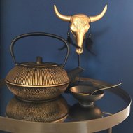 Theepot gietijzer Stripes goud zwart 80 cl met filter