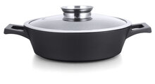 Braadslede ovaal marmeren coating 36 cm met glazen deksel
