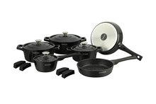 Pannenset marmeren coating 14-delig zwart Creuset Royalty Line