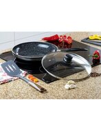 Hapjespan Keramische Coating 24 cm Zwart-Zilver Ed&euml;nb&euml;rg Stonetec Line