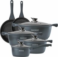 Pannenset 10 delig marmeren coating zilver limited 