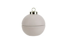 Kerstbal / theelichthouder cr&egrave;me 7 cm
