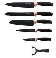 Messenset Non Stick 6 delig zwart ros&eacute; goud