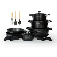 Pannenset marmeren coating 14-delig zwart Creuset Royalty Line