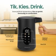 Waterkoker 1,7 liter zwart bamboe Emerio