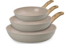 Koekenpannen set 3-delig marmeren coating creme