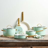 Pannenset 10 delig Greenpan Padova Blush Mint Green Gold