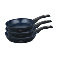 Koekenpannen set 3-delig marmeren coating zwart