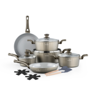 Pannenset keramische coating 14-delig champagne