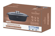 Braadslede marmeren coating 34 cm met glazen deksel