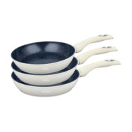 Koekenpannen set 3-delig marmeren coating creme