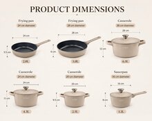 Pannenset marmeren coating 17-delig creme Creuset Swiss-Haus