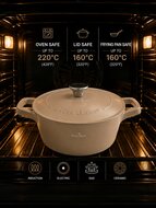 Pannenset marmeren coating 17-delig creme Creuset Swiss-Haus