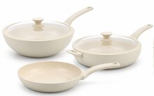 Pannenset 5 delig keramische coating Greenpan Essence Pro Creme