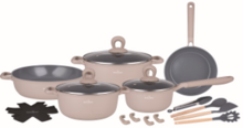 Pannenset keramische coating 18-delig creme Swiss-Haus