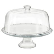 Taartschotel 31 cm op voet met deksel glas&nbsp;