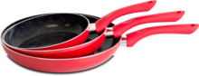 Koekenpannen set 3-delig marmeren coating rood