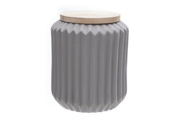 Voorraadpot met houten deksel 16 cm 