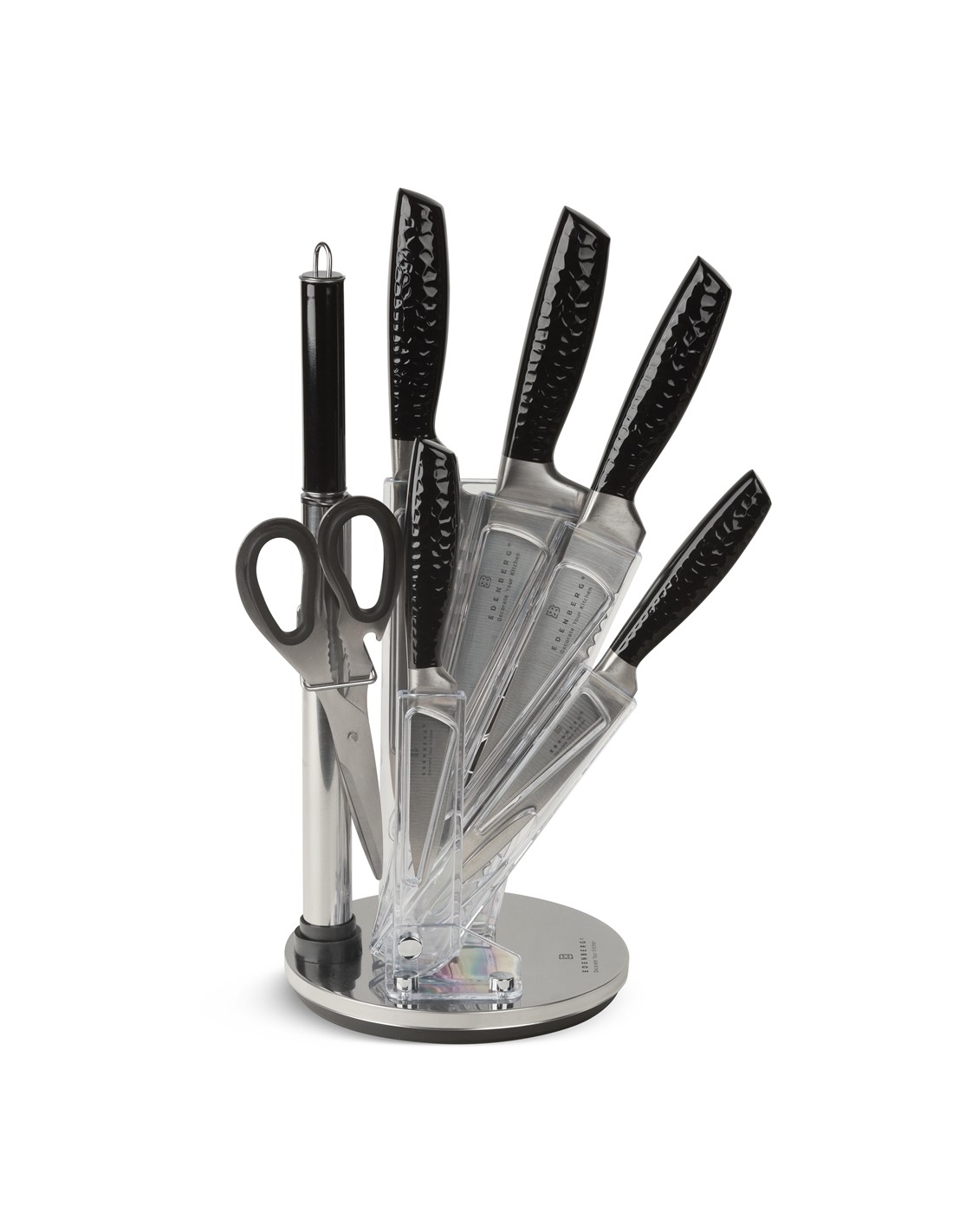 Messenset 8-Delig met transparante messenhouder Ed&euml;nb&euml;rg Black Line