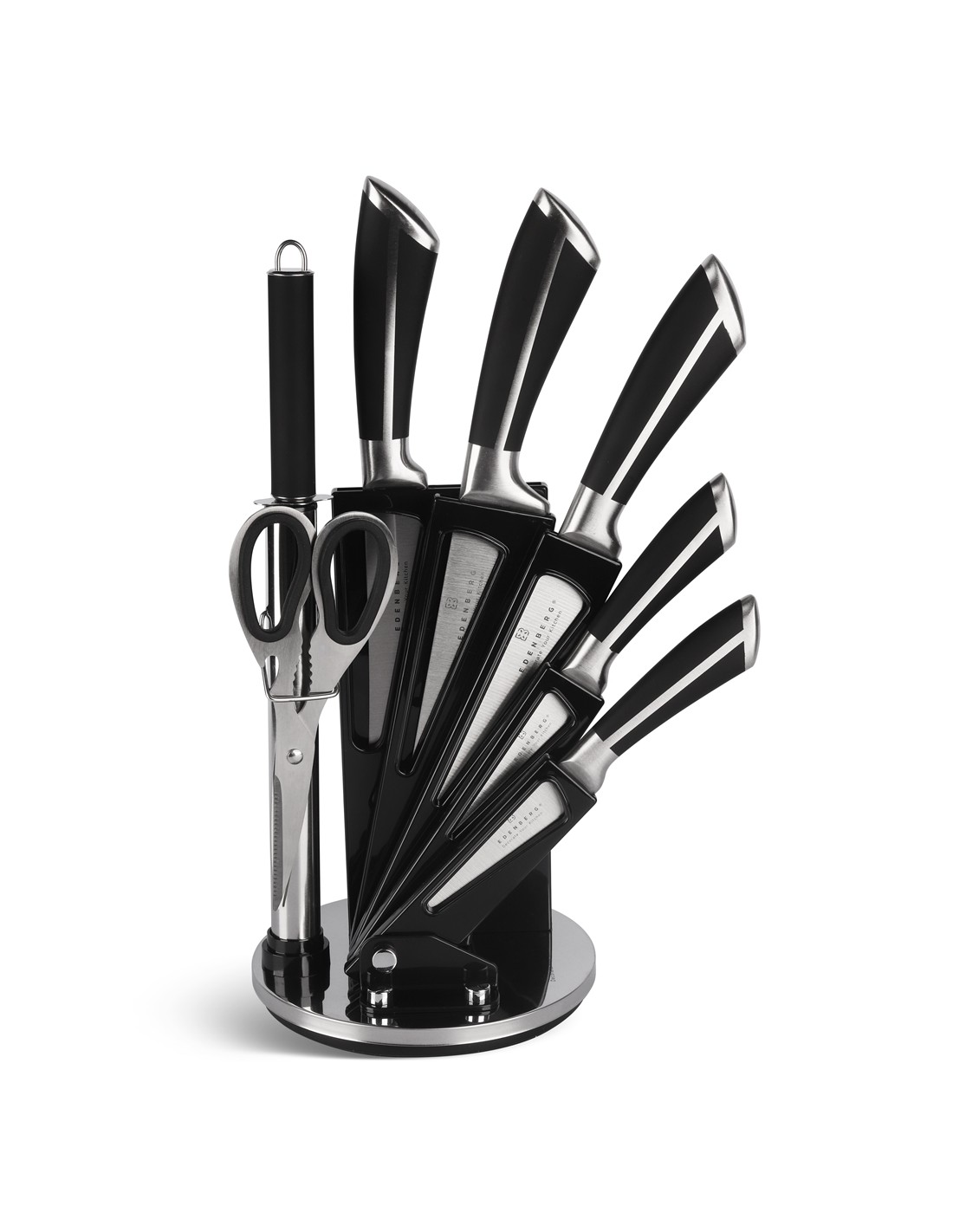 Messenset 8-Delig met luxe messenhouder Ed&euml;nb&euml;rg Black Line