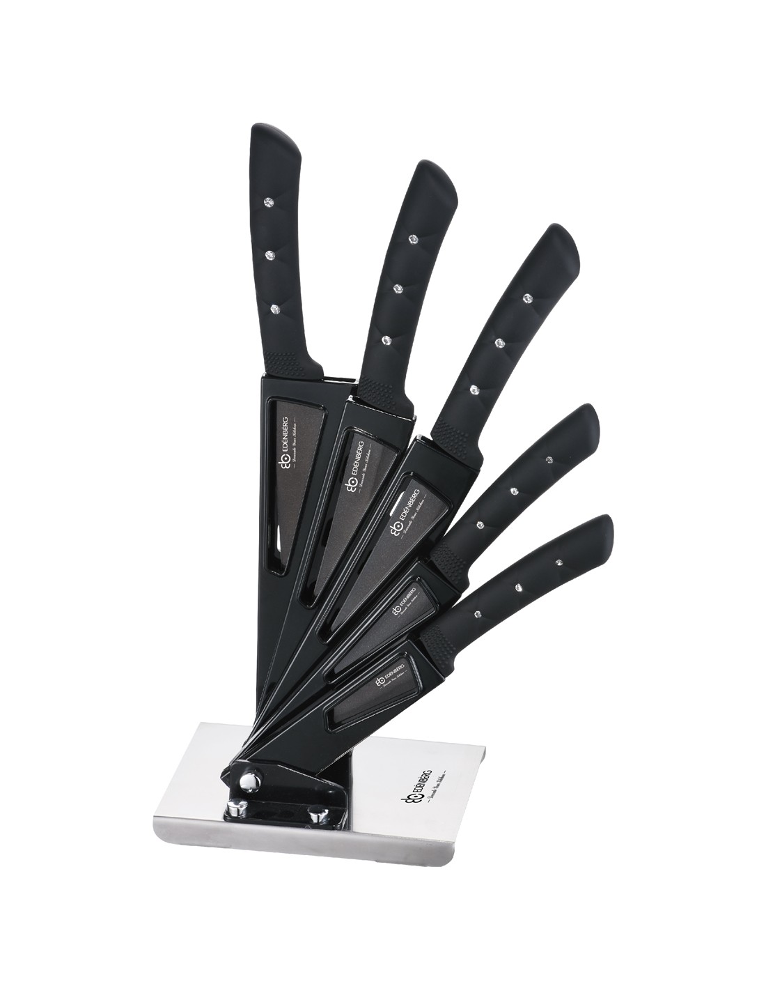 Messenset 6-Delig met messenhouder Ed&euml;nb&euml;rg Black Line