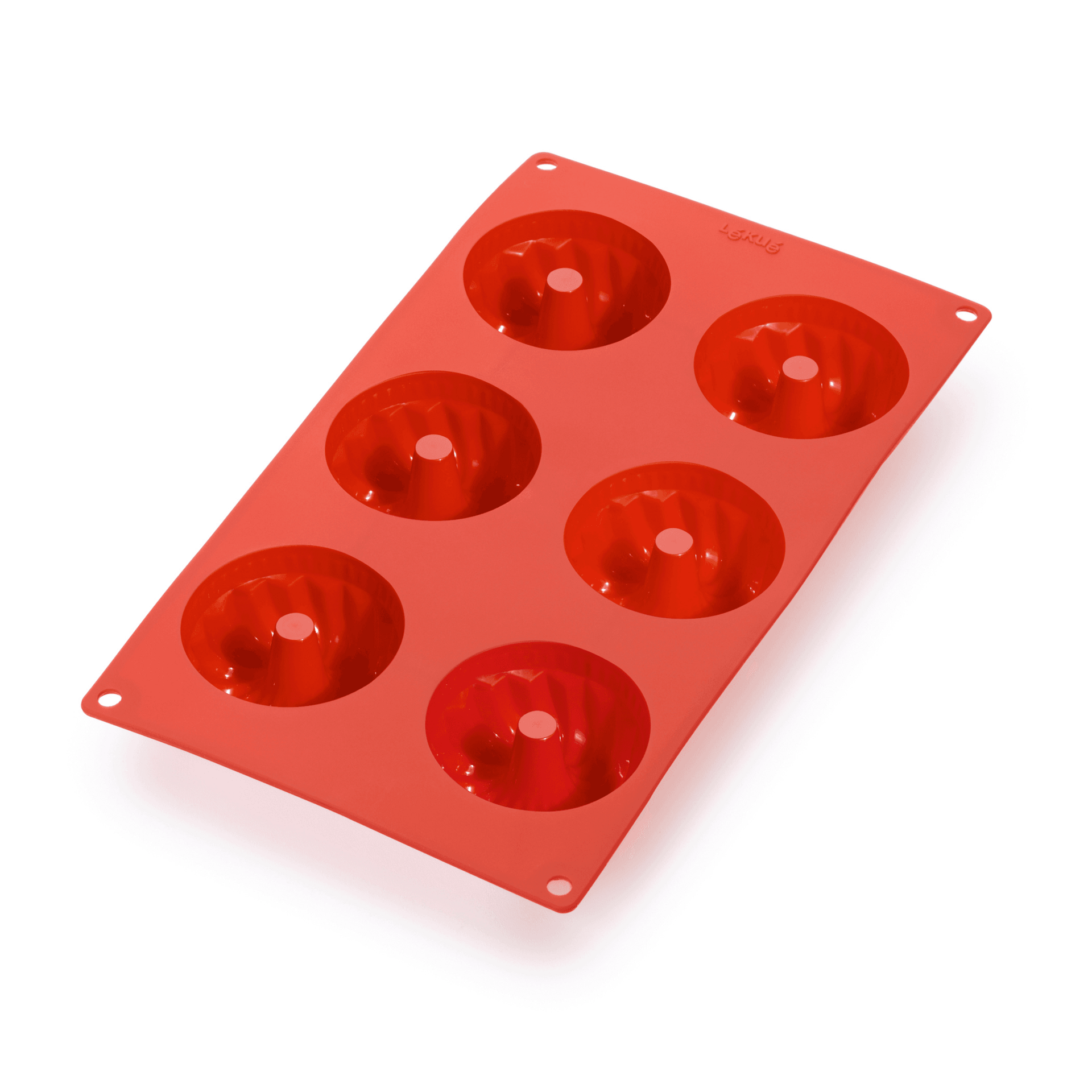 Bakvorm voor 6 Mini Tulband Rood Silicone L&eacute;ku&eacute;