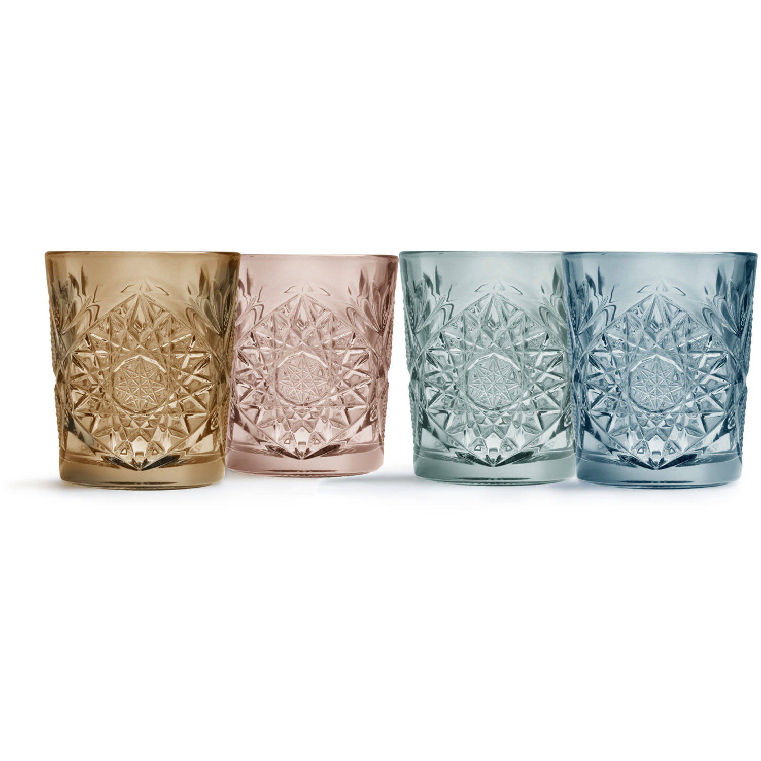 Glazen set 4-delig Hobstar Dark Rainbow