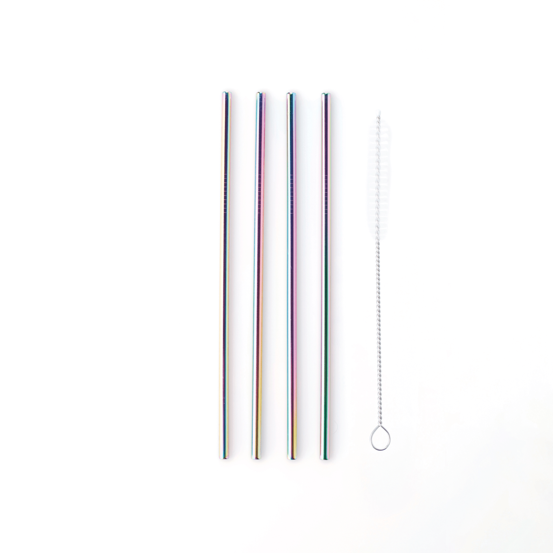 Cocktailrietjes RVS Regenboog set van 4