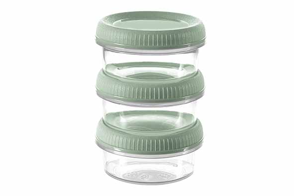 Stapelbaar vershoudbakje 3 stuks rond 80 ml Smart to go eco Curver 