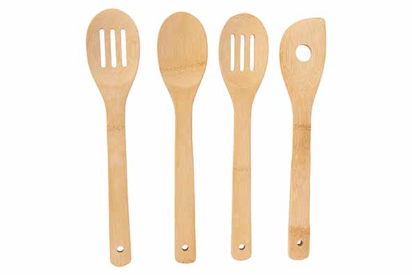 Lepels hout set van 4 