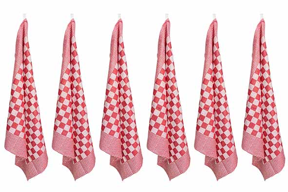 Theedoek Rood Set van 6