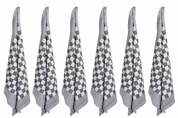Theedoek Zwart Set van 6