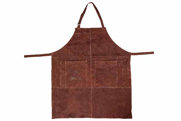 Leren schort met 2 zakken bruin Accessoires