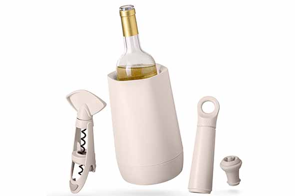 Wijnset 4-delig Vacu Vin sand