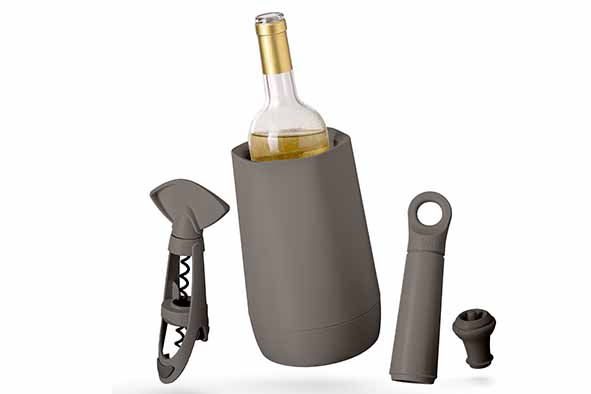 Wijnset 4-delig Vacu Vin graphite