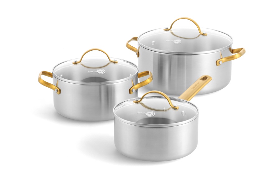 Pannenset RVS 6-delig Greenpan Padova 3-Ply uncoated 