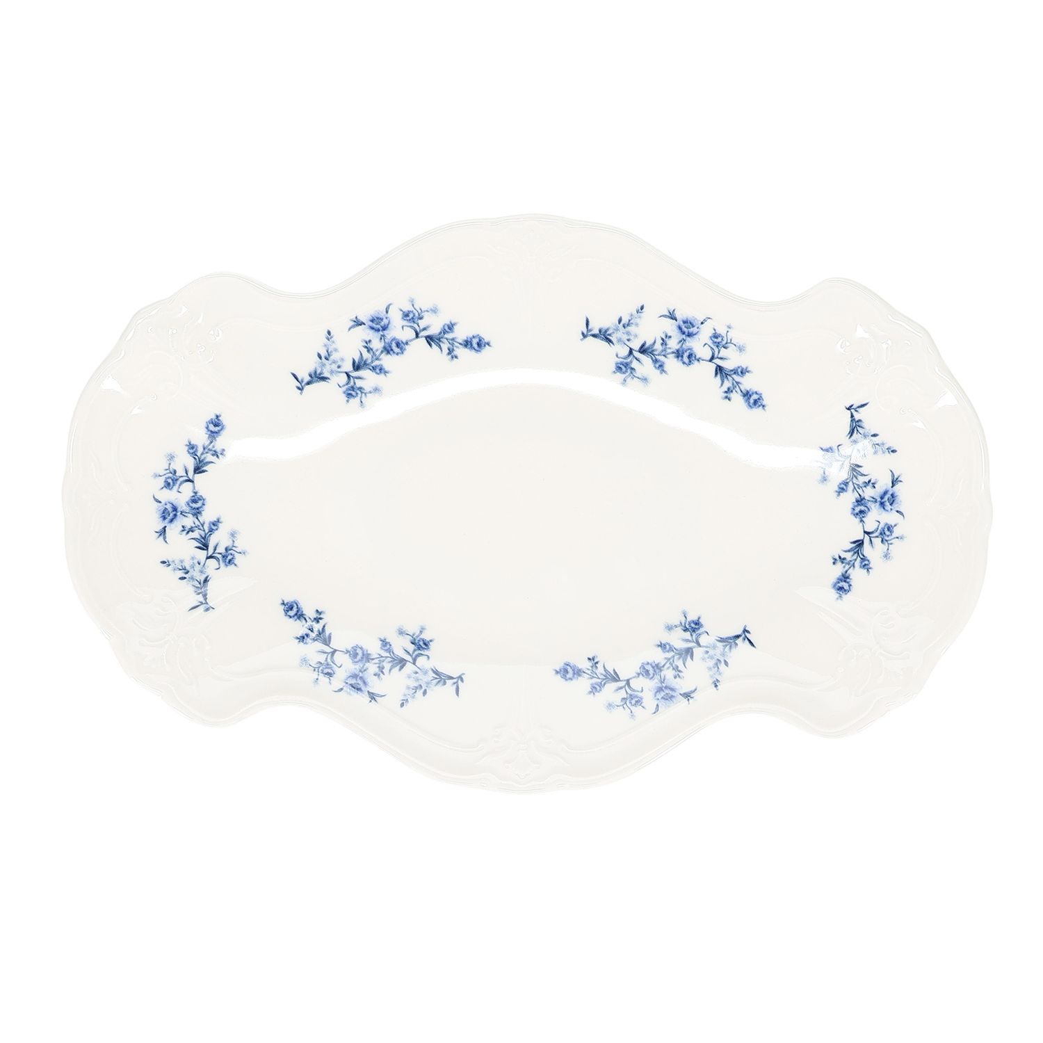 Serveerschaal 39 cm x 25 cm Blue Flower Retro
